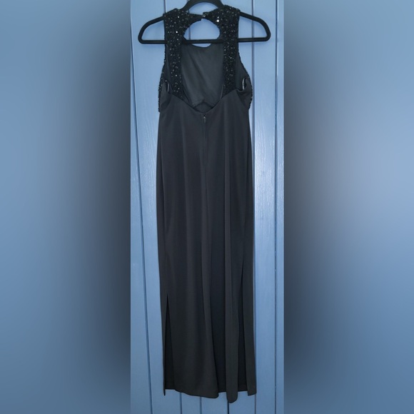 Vintage Betsy And Adam Black Dress Gown 2 4 6P Crepe Fabric Top Sequins Y2K - Picture 5 of 5